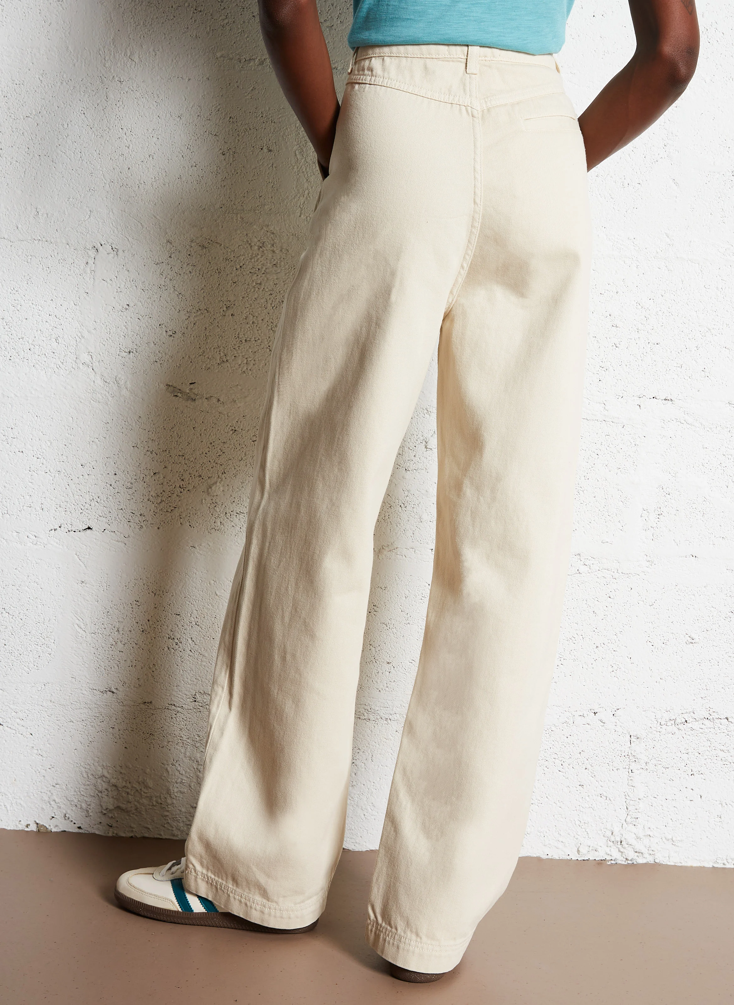 HUGO - Pantalon droit taille haute en coton | Beige