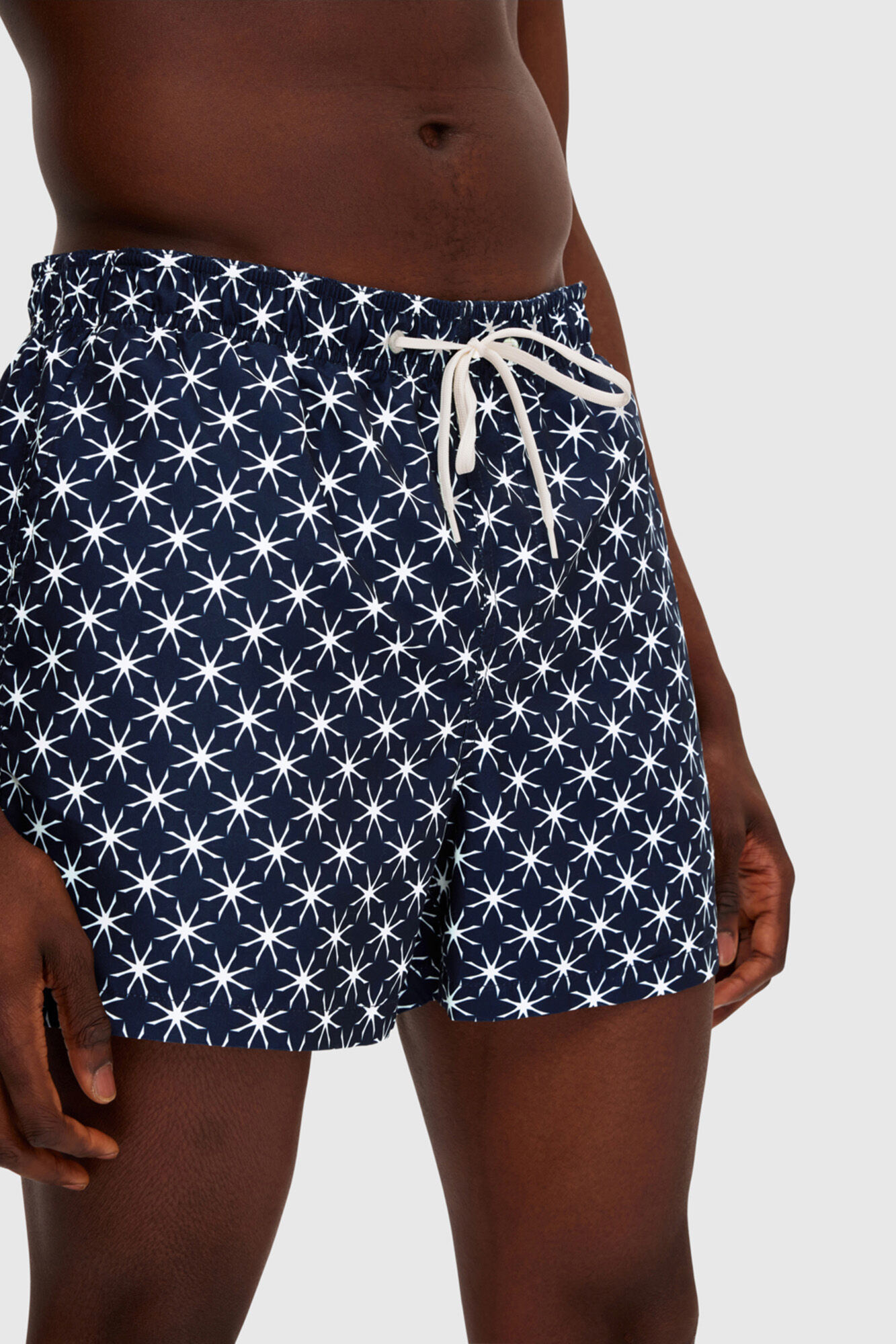 Maiô estampado com cintura elástica. - Cinza escuro
