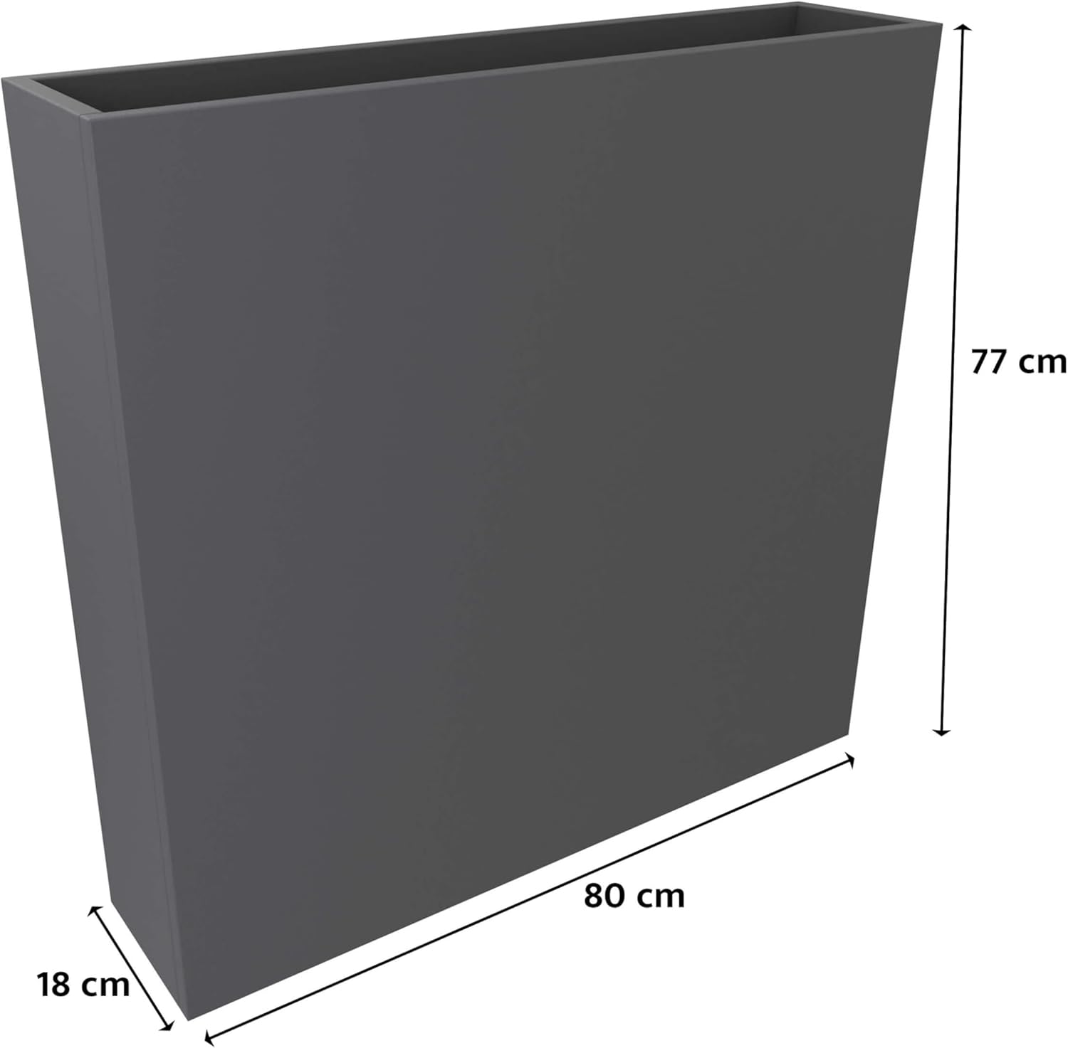 Eigentlich Pflanzkasten Indoor, B80xH77xT18 cm, Pflanzenkübel aus Holz als Sichtschutz für Schreibtisch, Raumteiler bepflanzbar, Pflanzenbehälter (ohne Gefäß, Anthrazit)
