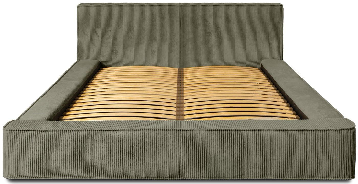 Trae Mobler Harmon 140x200 cm Gestoffeerd Bed Olijfgroen