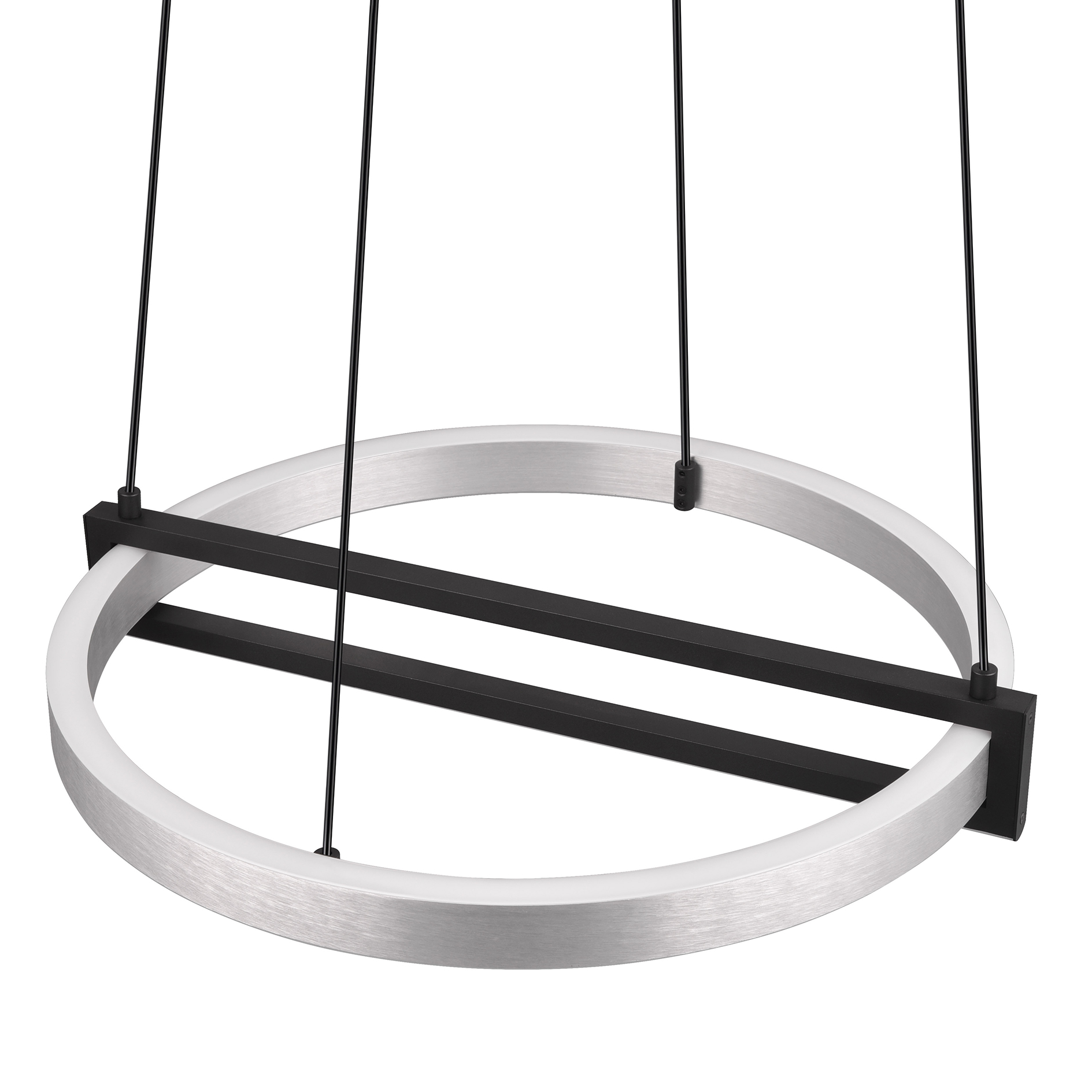 RGB-LED-Pendelleuchte - alufarben - schwarz matt - mit Fernbedienung