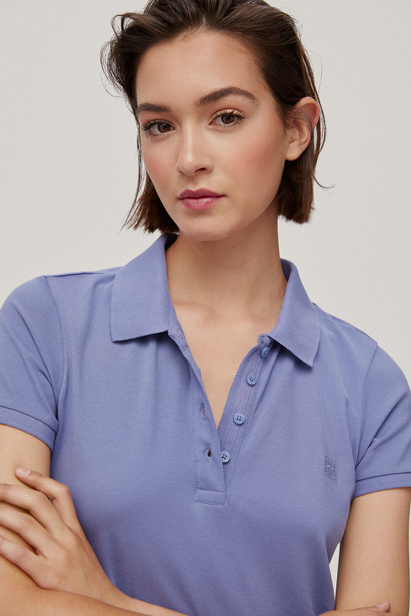 Vestido polo de manga curta com babados - Azul