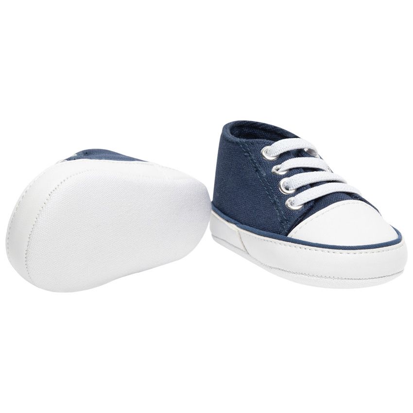 Baskets montantes à lacets en toile pour bébé garçon - Bleu marine