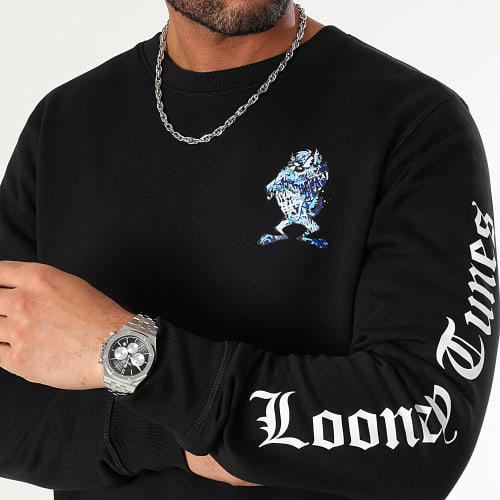 Sweat Crewneck Sleeves Taz Graffiti Blue Noir