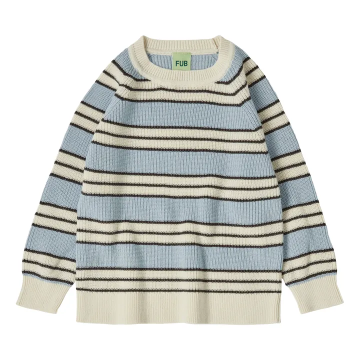 FUB Pull Rayure Coton Bio | Bleu ciel