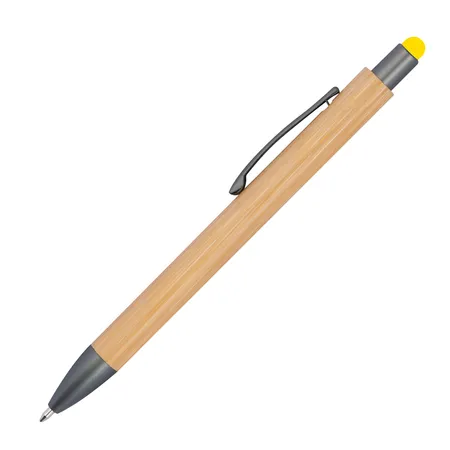 Macma Touchpen Holzkugelschreiber aus Bambus / Stylusfarbe: gelb
