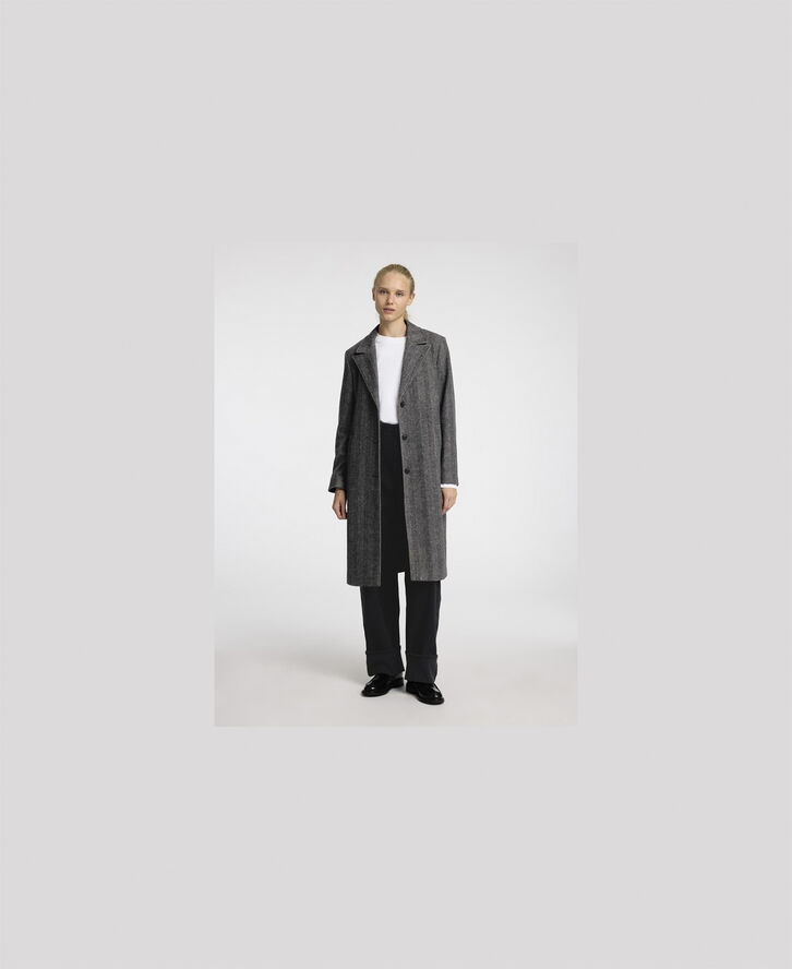 Selected Femme SLFNEW ALMA WOOL COAT HERRINGBONE N Sort