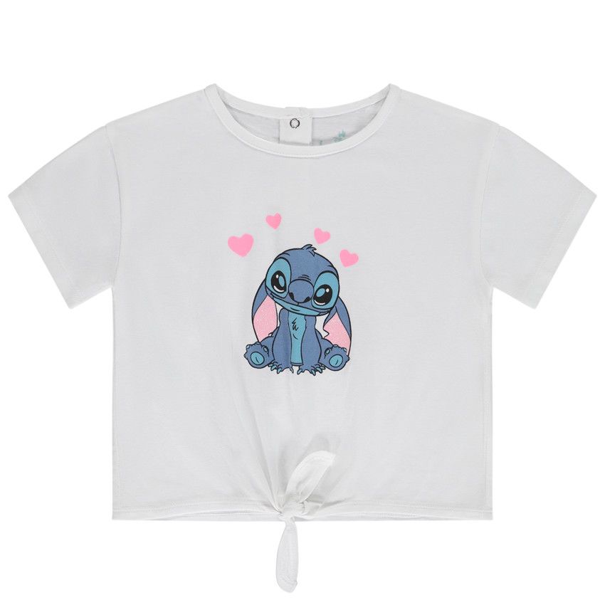 T-shirt manches courtes print Stitch Disney pour bébé fille - Blanc
