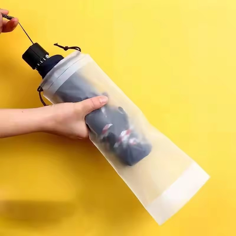 (33x13cm) Wasserabweisende Regenschirm Hülle Aufbewahrungs Tasche Schirm Beutel mit Kordelzug Verschluss - Transparent