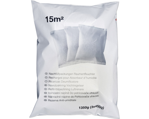 Navulling voor luchtontvochtigers, 3 x 450 g in een zak