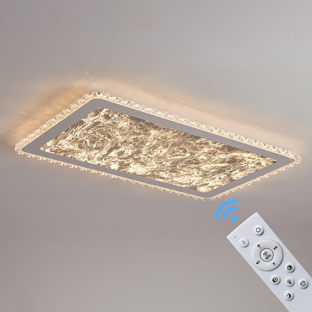 LED Deckenleuchte dimmbar mit Fernbedienung, stufenlos 3000–7000 K, energiesparend & langlebig, modernes Design in Schwarz oder Weiß, ideal für Wohnzimmer, Schlafzimmer & Küche (253-CFX-WH)