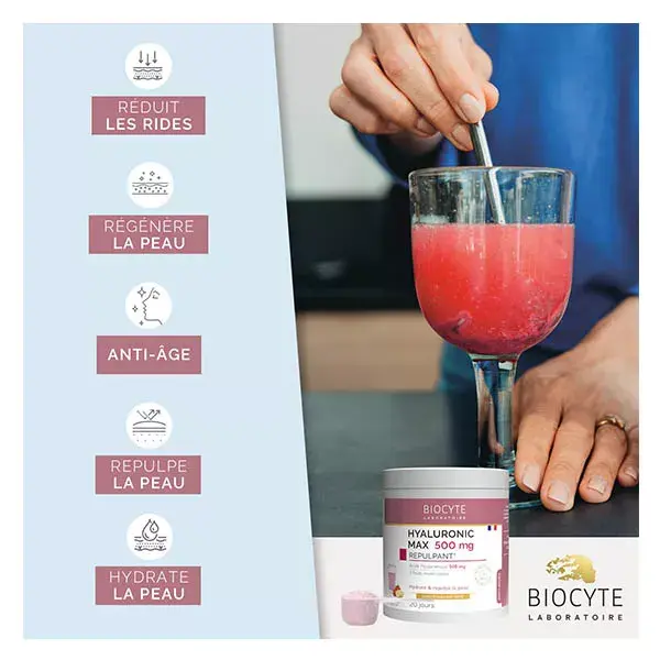 Biocyte Hyaluronic Max Pó Antienvelhecimento com Ácido Hialurônico 500mg