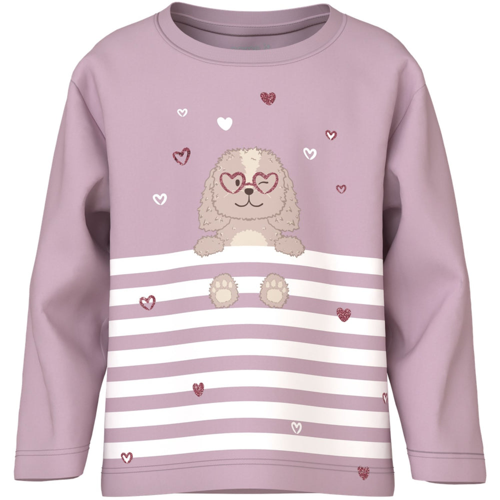 Køb Name It Dawn Pink Dog Heart Stripe Nmfvaliane Ls Nreg Top