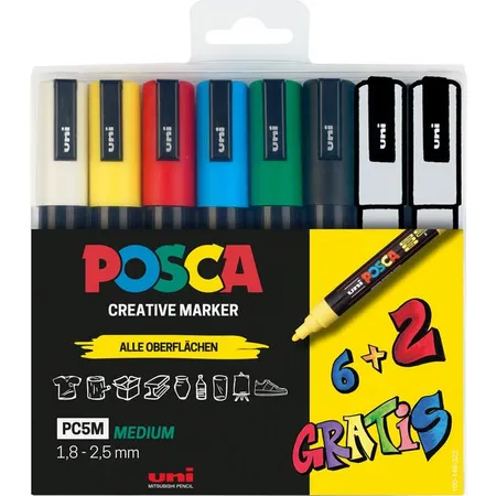 uni-ball Marker UNI POSCA PC-5M 6+2 Set