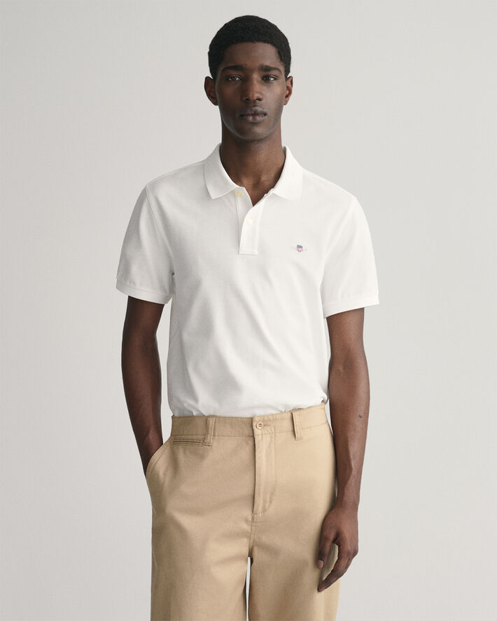 Gant REG SHIELD SS PIQUE POLO White