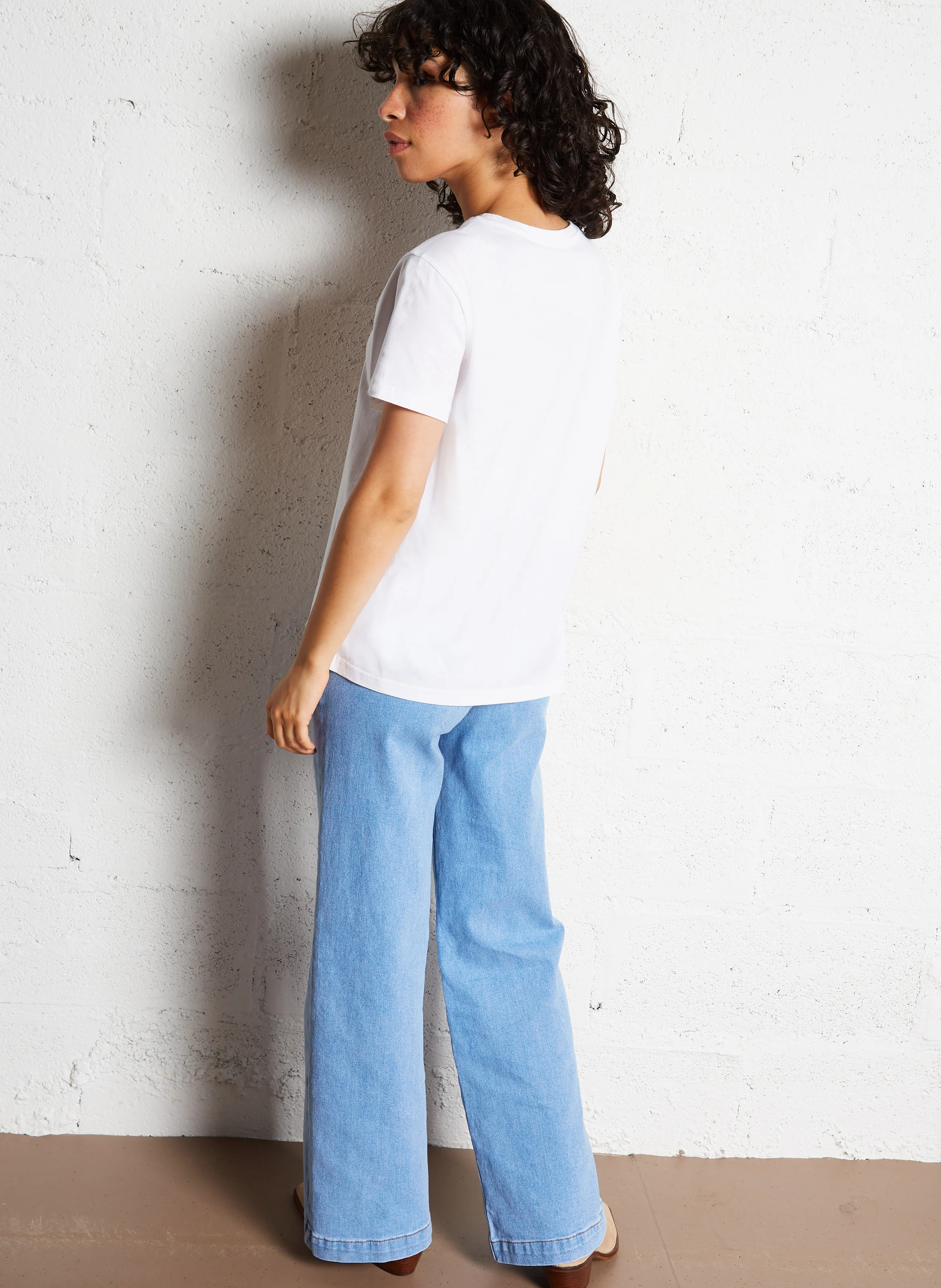 TAL - Tee-shirt droit col rond en coton | Blanc