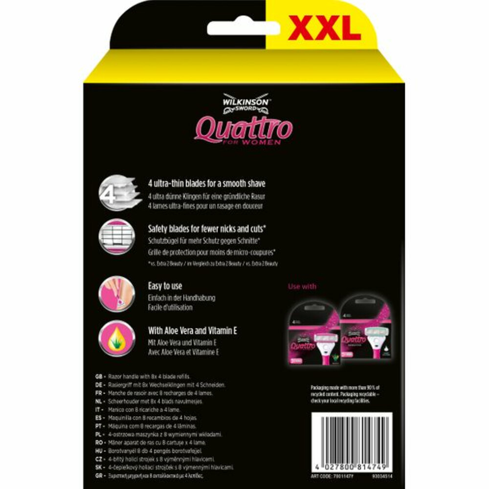 Wilkinson Quattro for WomenScheermes XXL Voordeelverpakking8 stuks
