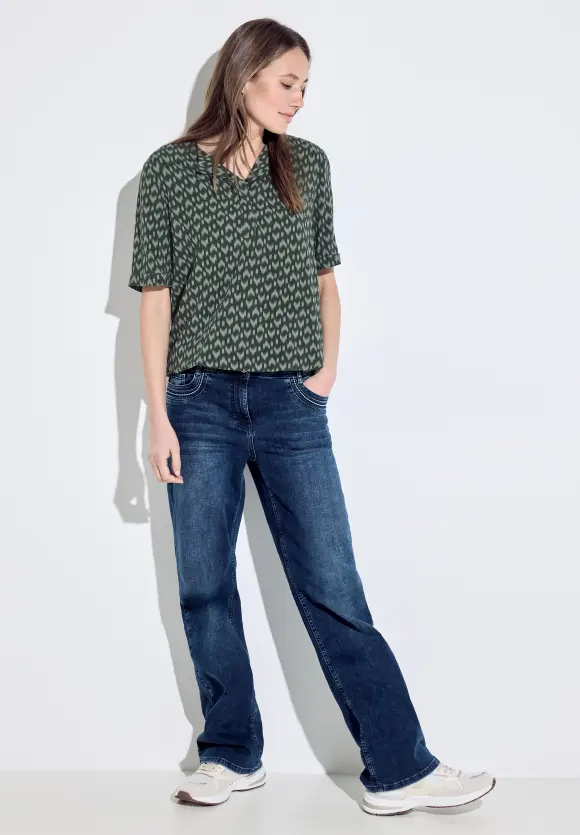 Viskose Printbluse - strong khaki