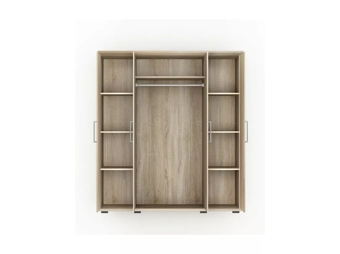 Armoire, garde-robe, collection TOM, 4 portes 160 cm, penderie intégrée chêne sonoma