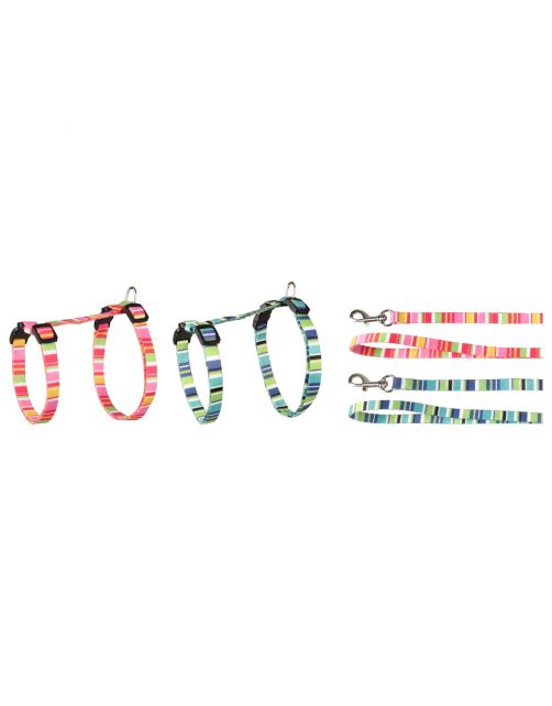 Flamingo Kattenharnas  + Lijn Amira - Kattentuigje - Assorti 20-35cm 10mm