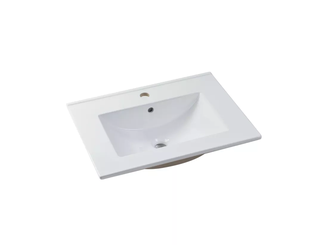 Meuble de salle de bain suspendu avec vasque à encastrer - Gris béton - 60 cm - SOSTHENE