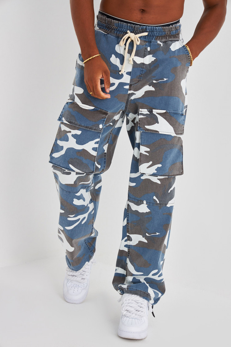Jogger pant bleu camouflage