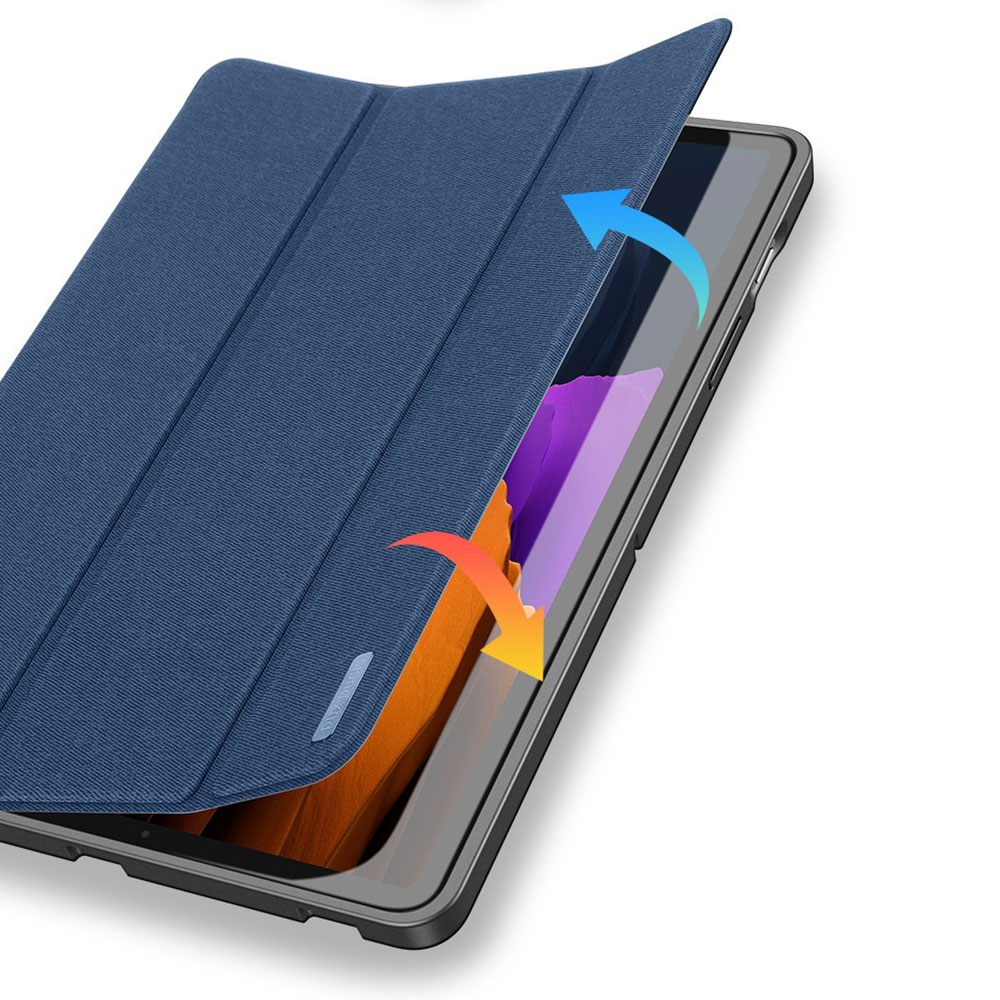 Samsung Galaxy Tab S8  Plus / Tab S7 FE 5G / Tab S7  Plus Tasche Smart Cover Hülle Stoff Design S-Pen Halterung - Dunkelblau
