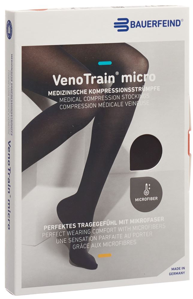 Bauerfeind VenoTrain Micro KKL2 AD M normal/long offene Fussspitze schwarz 1 Paar