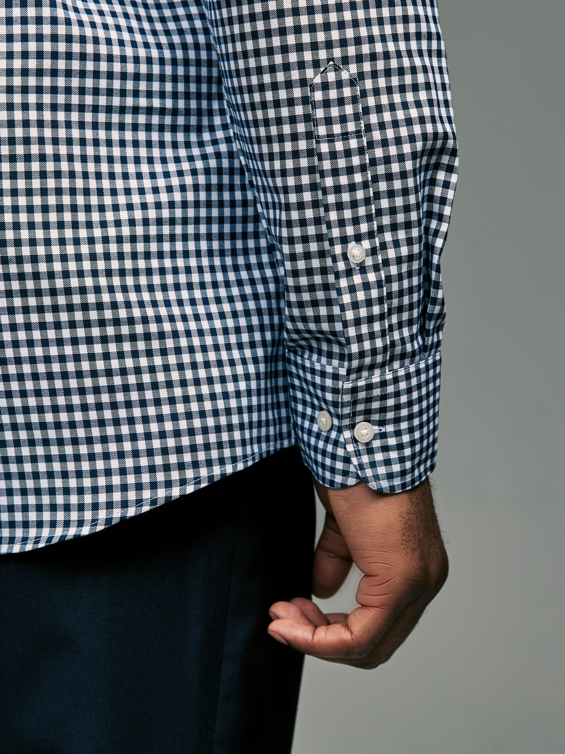 Blauw gingham/rood gingham - Set van 2 stuks strijkvrije Oxford-overhemden