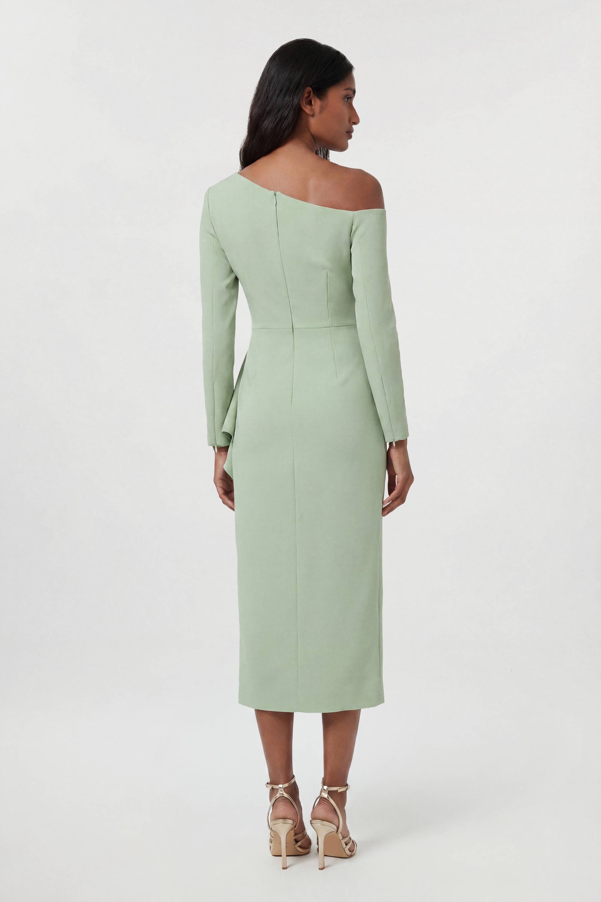 KarenMillen Robe Midi Drapée À Encolure Asymétrique En Tissu Stretch Compact