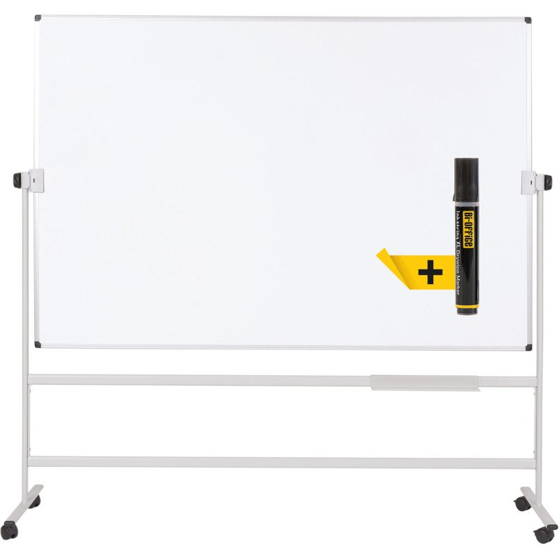 Tableau blanc pivotant double face mélaminé cadre acier 120 x 180 cm Maya Bi-Office