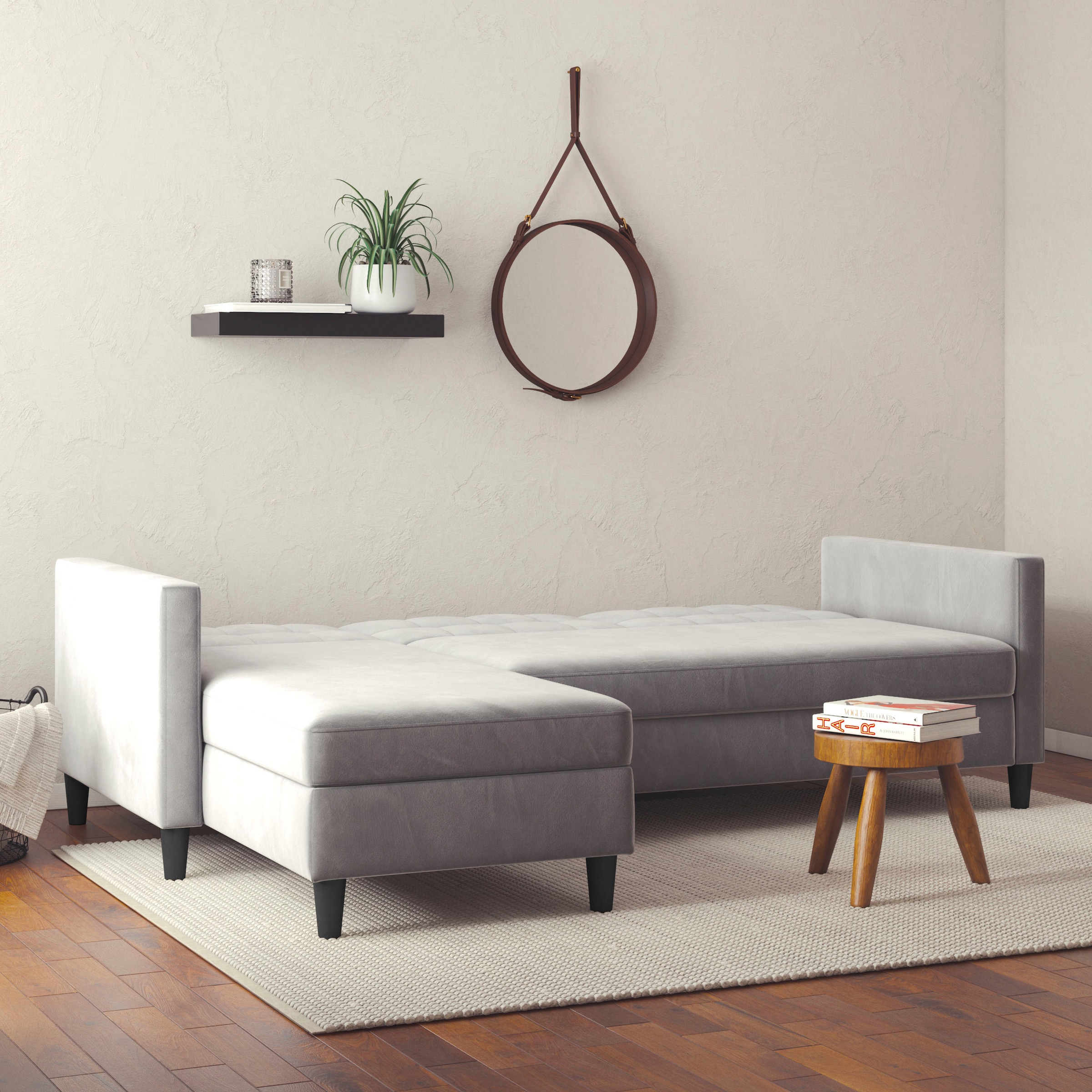 Dorel Home Ecksofa »Hartford II« mit Bettfunktion und Stauraum, Recamiere beidseitig montierbar