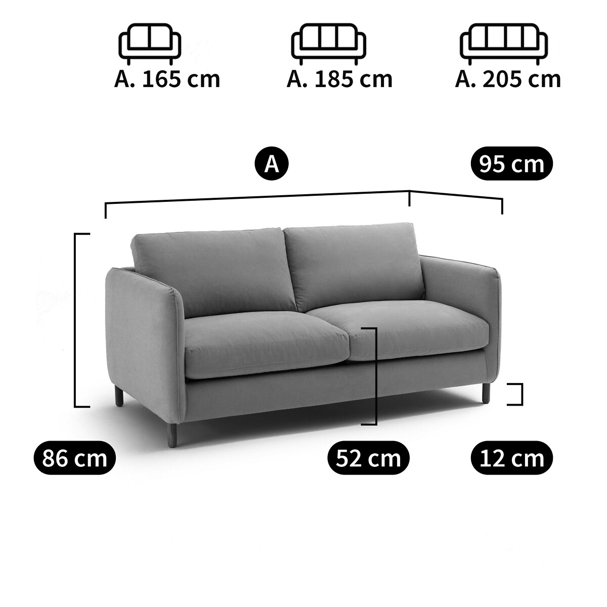 LA REDOUTE INTERIEURS<br>Banco de algodão/poliéster Loméo de 2, 3 ou 4 lugares