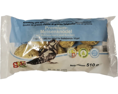Suet Ball Fun Mix Premium Suet Balls zonder net 6-pack, 6 x 85 g, Wintervogelvoer, Vetvoer, Voer voor wilde vogels
