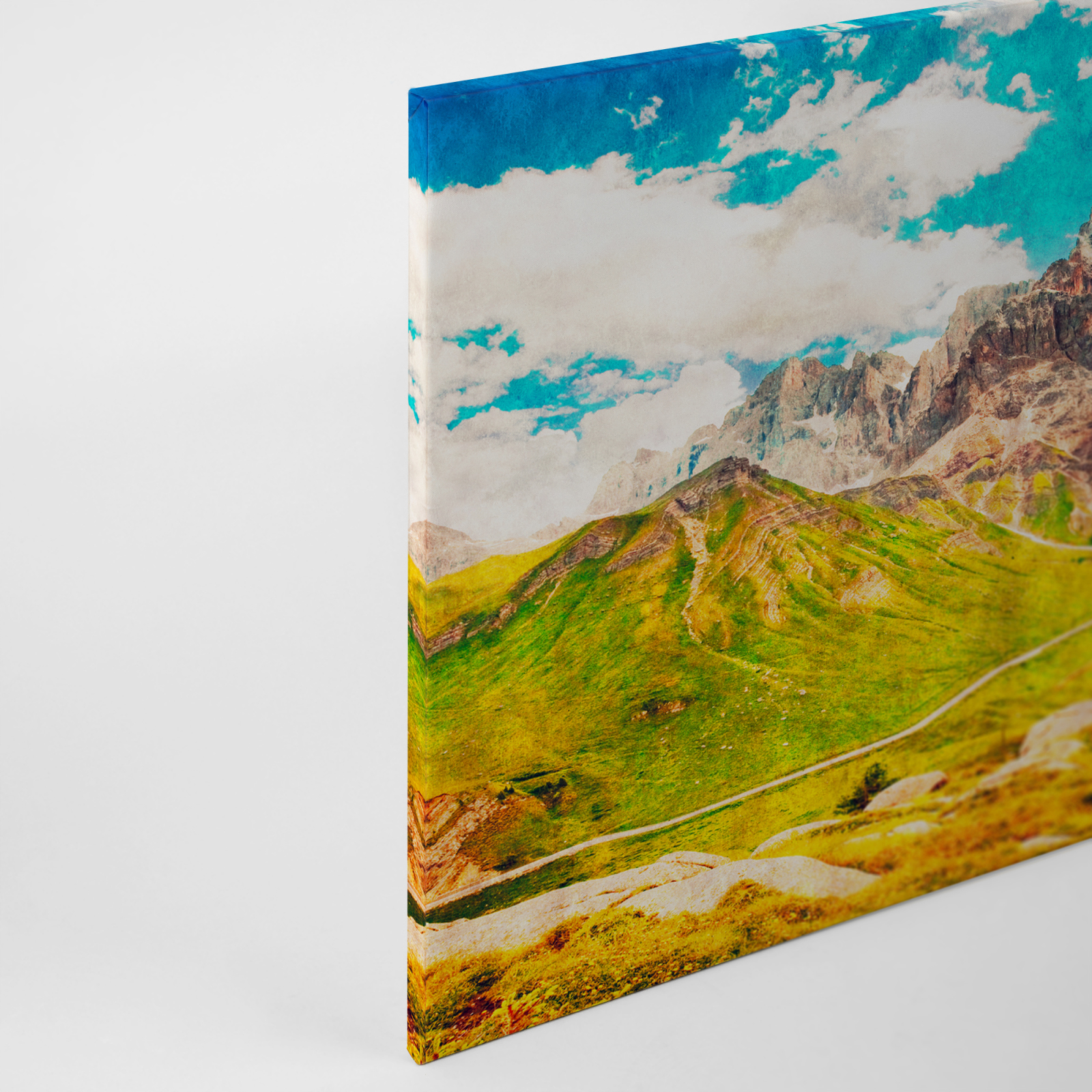 Leinwandbild BERGE - grün-blau - 90x60 cm