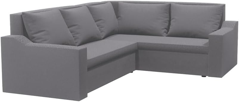 Ecksofa mit Schlaffunktion und Bettkasten Ontario L – Ecksofa in L-Form, 220x180 cm, Komfortables Sofa mit Stauraum, praktisches Sofa für Wohnzimmer & Gäste (Basic, Grau)