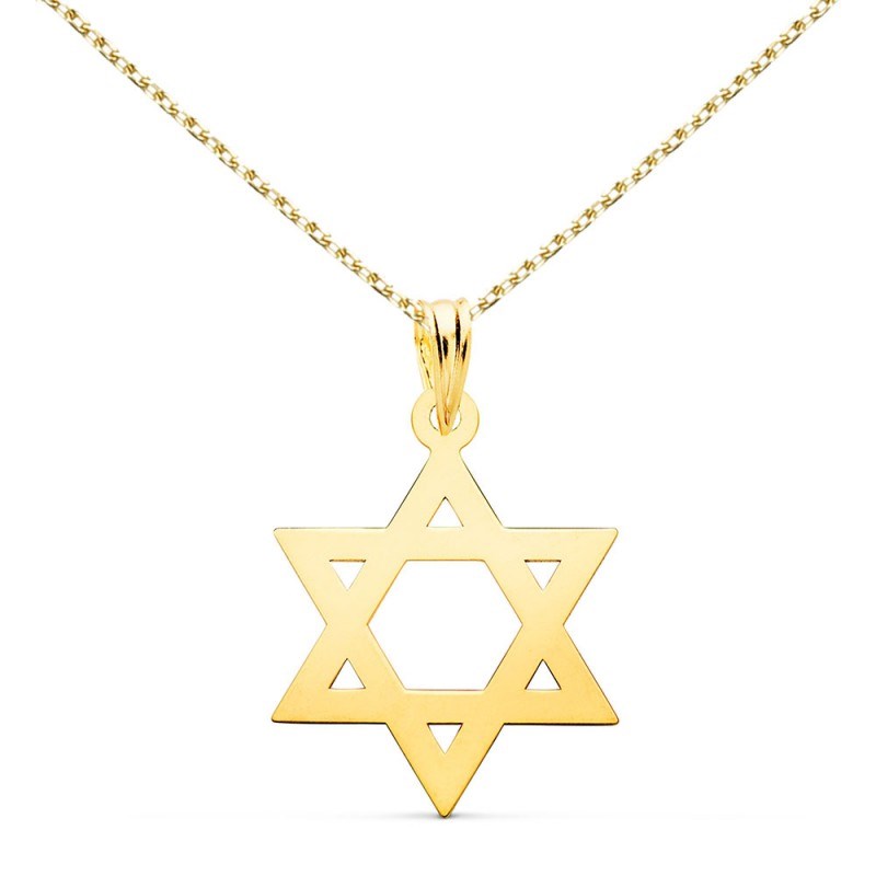 Collier - Pendentif Etoile de David Or 18 Carats 750/000 Jaune - Chaine Dorée