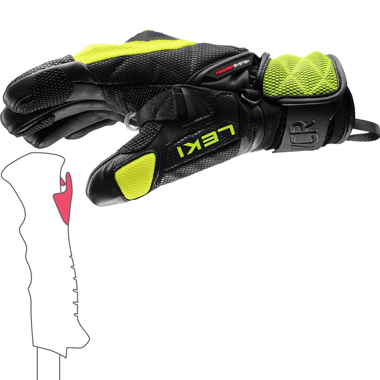 Leki Junior Handschuh WCR VENOM 3D black/ice lemon | Leki | L | Brands | XSPO-Fashion