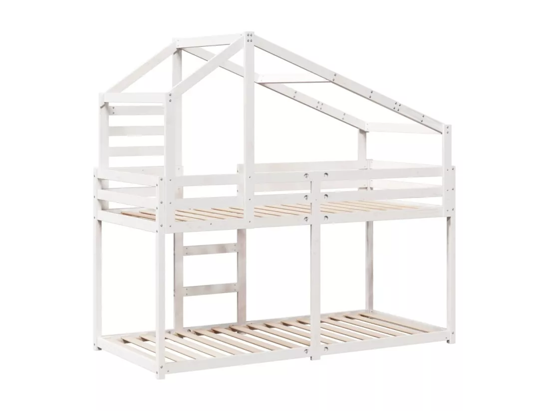 Lit superposé avec toit blanc 80x200 cm bois massif de pin