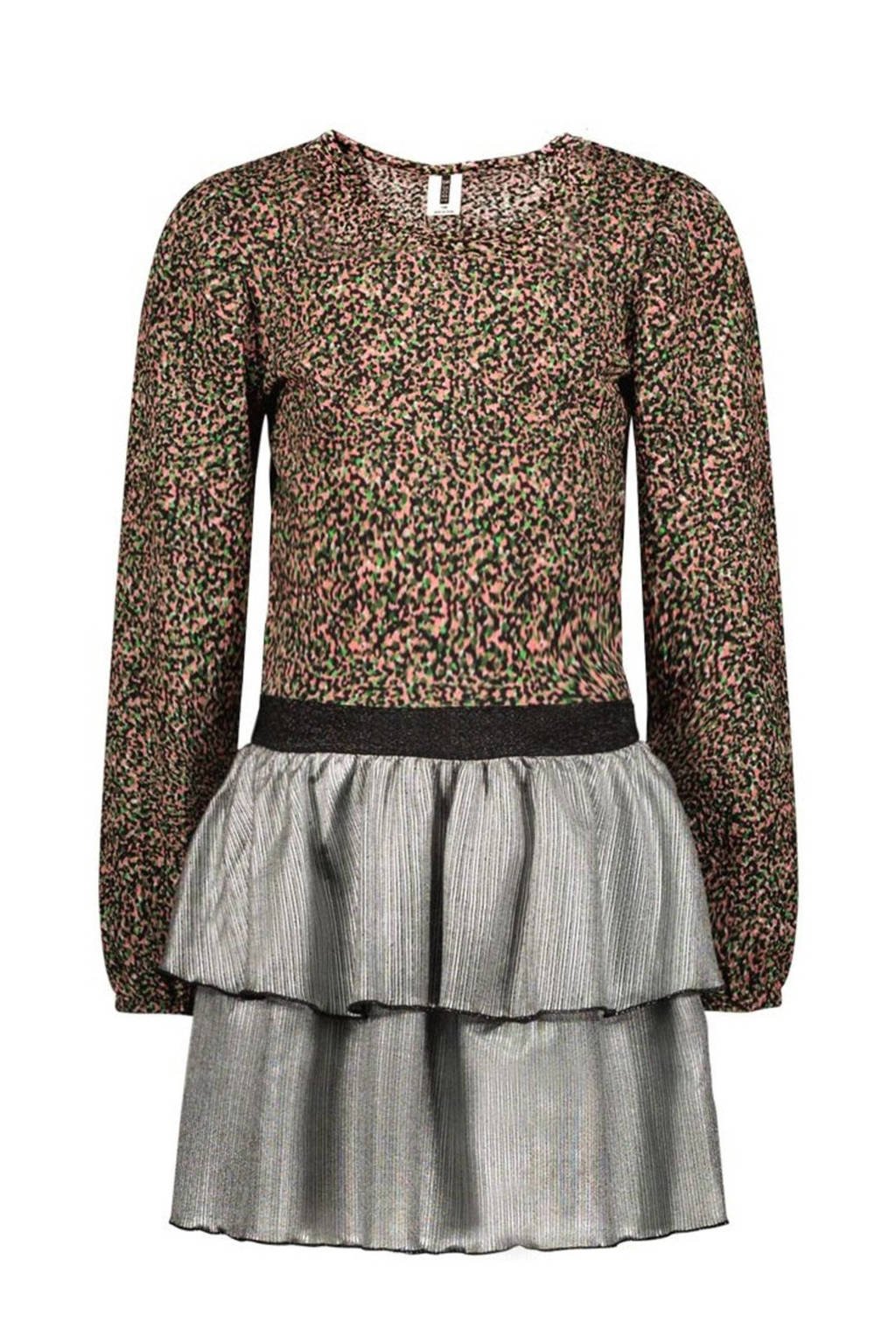 B.Nosy jurk Daisy met all over print zwart/roze/zilver