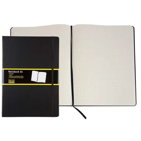 Idena Notizbuch A4, 192 Seiten, schwarz, kariert