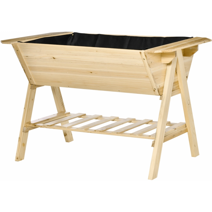 Outsunny Hochbeet mit integriertem Vliesstoff natur
