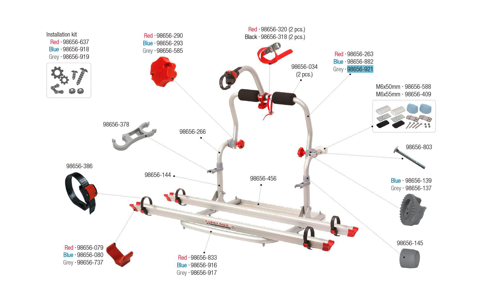 Fiamma Rohr schwenkbar passend für Carry Bike CL - Farbe Grau Fiamma Ersatzteilnummer 98656-921