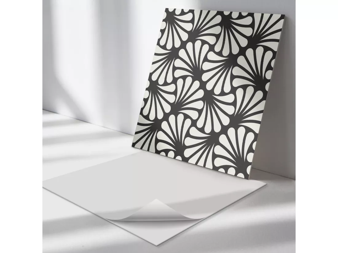 Panneaux muraux autocollants en vinyle imperméable - 4 x 50 x 50 cm - Motif de feuilles élégant
