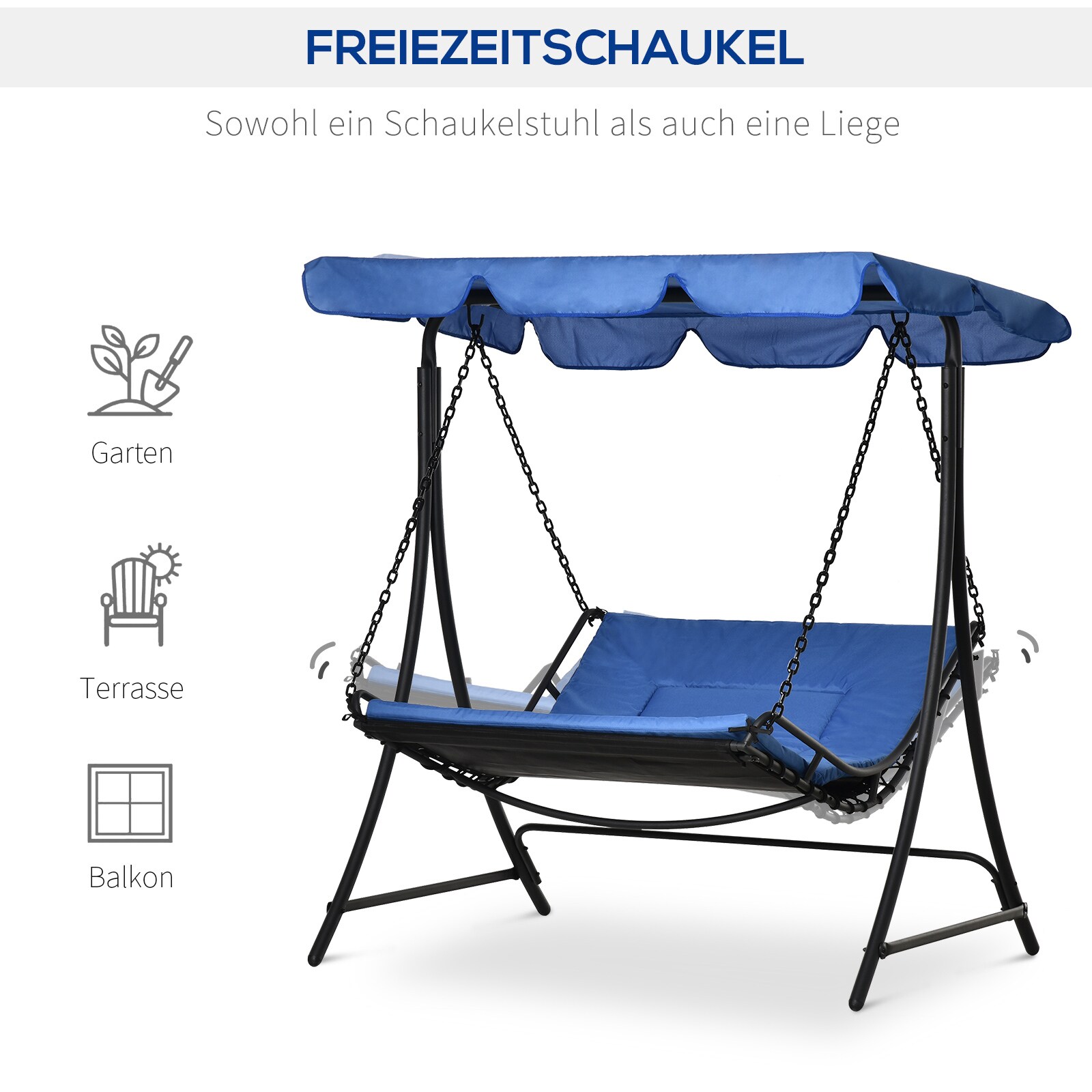 Outsunny Schwingliege mit Dach 160 x 117 x 173 cm (LxBxH)