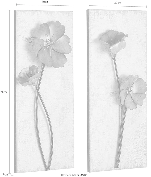 HOFMANN LIVING AND MORE Wandbild »Used-Look-Optik« Blumen | Blumenbilder Set, 2 Stk. tlg. 2x 30/71 cm