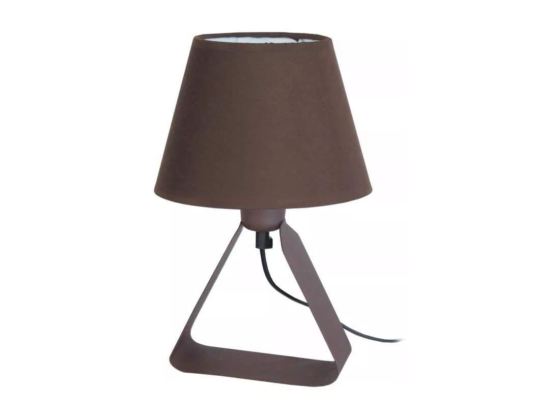 Lampe de chevet triangle métal marron 29 cm.