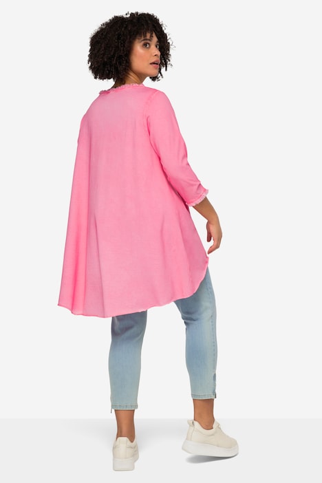 Longshirt, Smiley, Rundhals, Langarm, gerundeter Saum