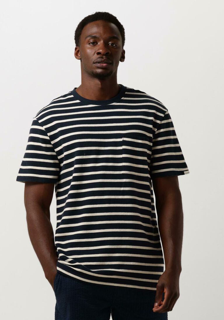 ANERKJENDT blauw/wit gestreepte anerkjendt t-shirt akkikki s/s stripe tee - gots