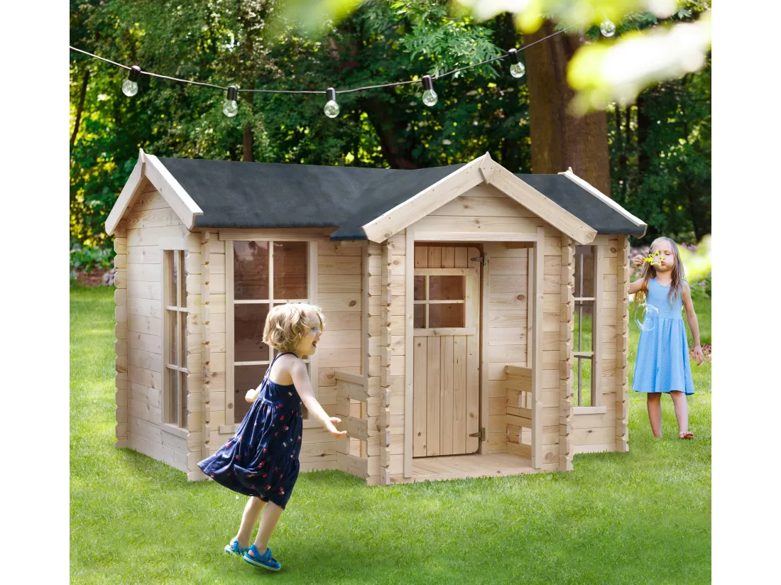 Timbela maison en bois pour enfants - 241x187xH151cm/2.63m2 - TIMBELA M520